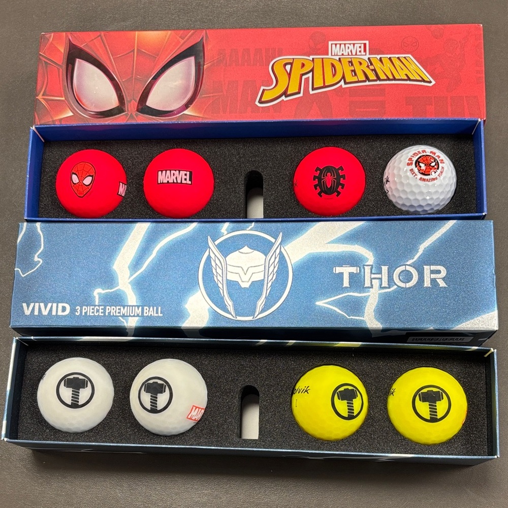 Marvel Spider-Man and Thor Golf Ball Collection - NEW without Ball Marker